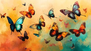 五彩蝴蝶纷飞梦幻画面