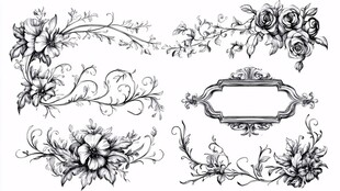 复古花卉装饰边框设计素材
