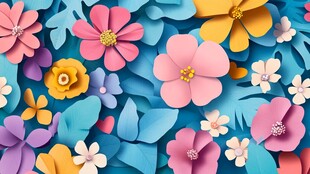 缤纷立体花朵装饰图案