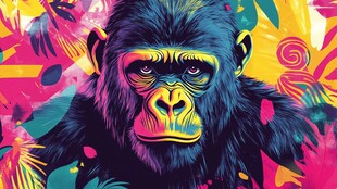 彩色猩猩插画 充满活力