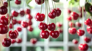 饱满红樱桃挂枝头