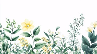 清新花卉植物边框插画