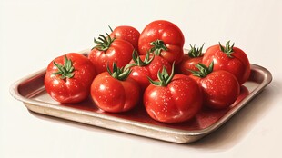 托盘上的新鲜红番茄