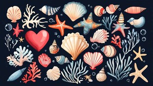 海洋贝壳珊瑚装饰图案集