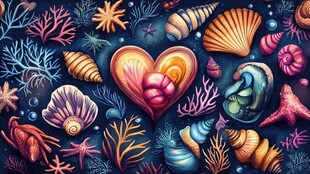 梦幻海洋贝壳珊瑚之心