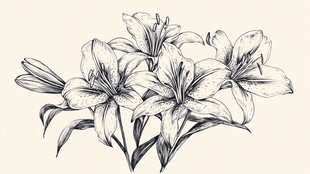 手绘百合花插画