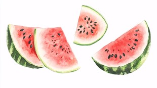 水彩西瓜切片图