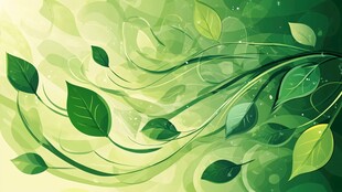 清新绿叶动感背景插画