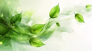 清新绿叶飘动背景图
