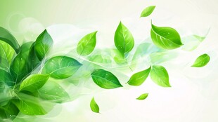 清新绿叶飘动的自然背景