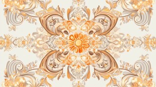 复古风花卉对称装饰图案