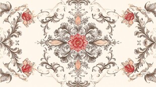 欧式花卉对称精美装饰图案