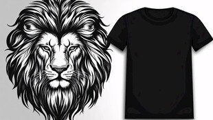 狮子图案T恤设计素材