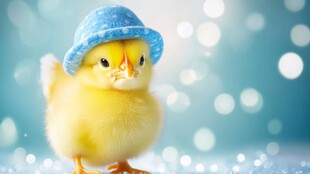 戴蓝帽的萌趣小黄鸡