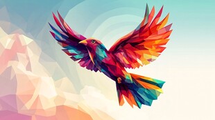 五彩飞鸟翱翔梦幻天空