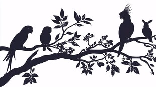 枝头鸟儿剪影图