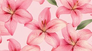 粉色百合花无缝花卉图案