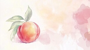 水彩绘鲜桃 清新自然风