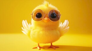 戴眼镜的可爱小黄鸡
