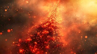 红色粒子闪耀梦幻空间