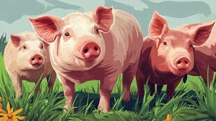 田野中的可爱小猪