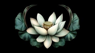 水墨风绽放莲花插画