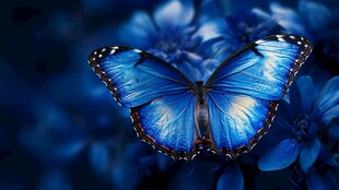 蓝蝶栖花 梦幻自然之美