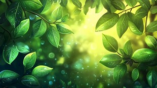 绿意盎然的梦幻树叶背景