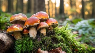 森林中簇拥的多彩蘑菇