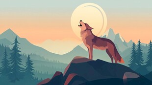 孤狼于山林月夜下长嚎