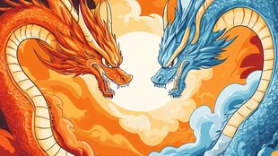 双龙对峙绘奇幻东方图景