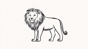 简约线条狮子插画