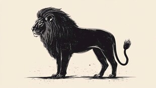 黑色雄狮插画