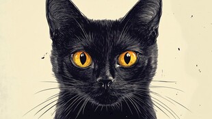 黑猫特写 黄眼如炬