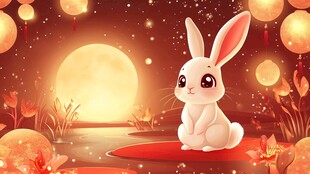 玉兔迎中秋 月夜氛围浓