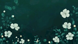 深绿背景下的清新花卉图案