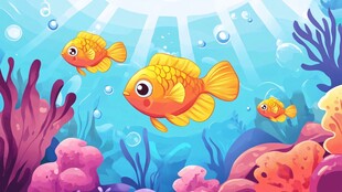 海底金鱼畅游梦幻珊瑚间