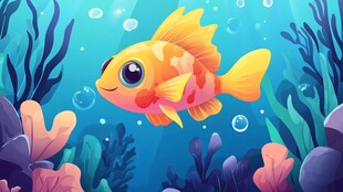 可爱小鱼畅游海底世界