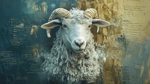 艺术感的绵羊头部特写