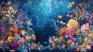 梦幻海底珊瑚与鱼群景观