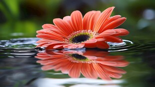 水中绽放的鲜艳非洲菊