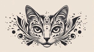 黑白花纹猫咪图案设计