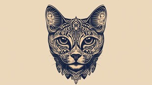 猫咪图腾风格装饰插画