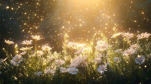 阳光洒落雏菊梦幻花海