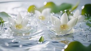 白荷入水绽 水花轻溅景