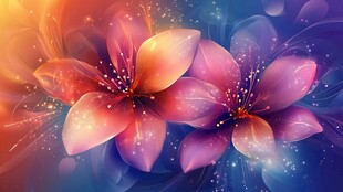 梦幻绚丽双花绽放背景图