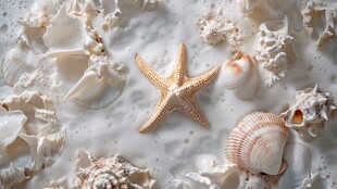 海星与贝壳的海滨风情