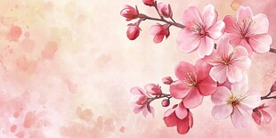 浪漫粉色桃花枝背景图