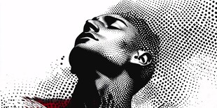 半调图案风格的仰头人像