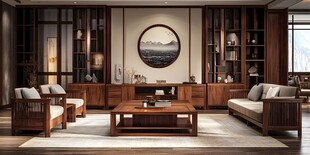 中式典雅客厅室内设计图景